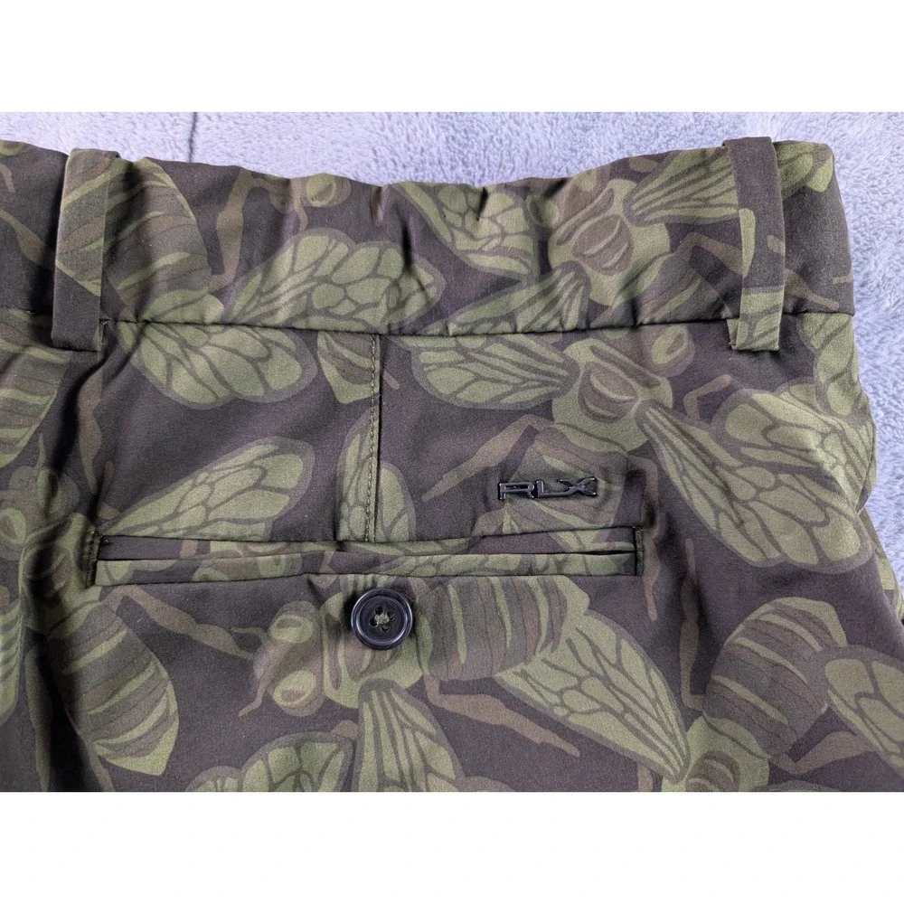 RLX Ralph Lauren Mens Golf Shorts 34 Green Bee Insect Print Performance Stretch